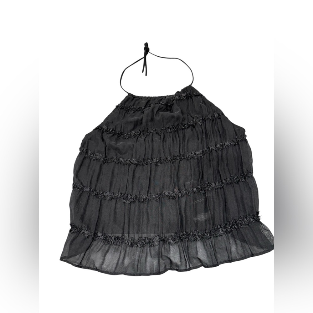 Black Sheer Halter Top - Picture 1 of 4